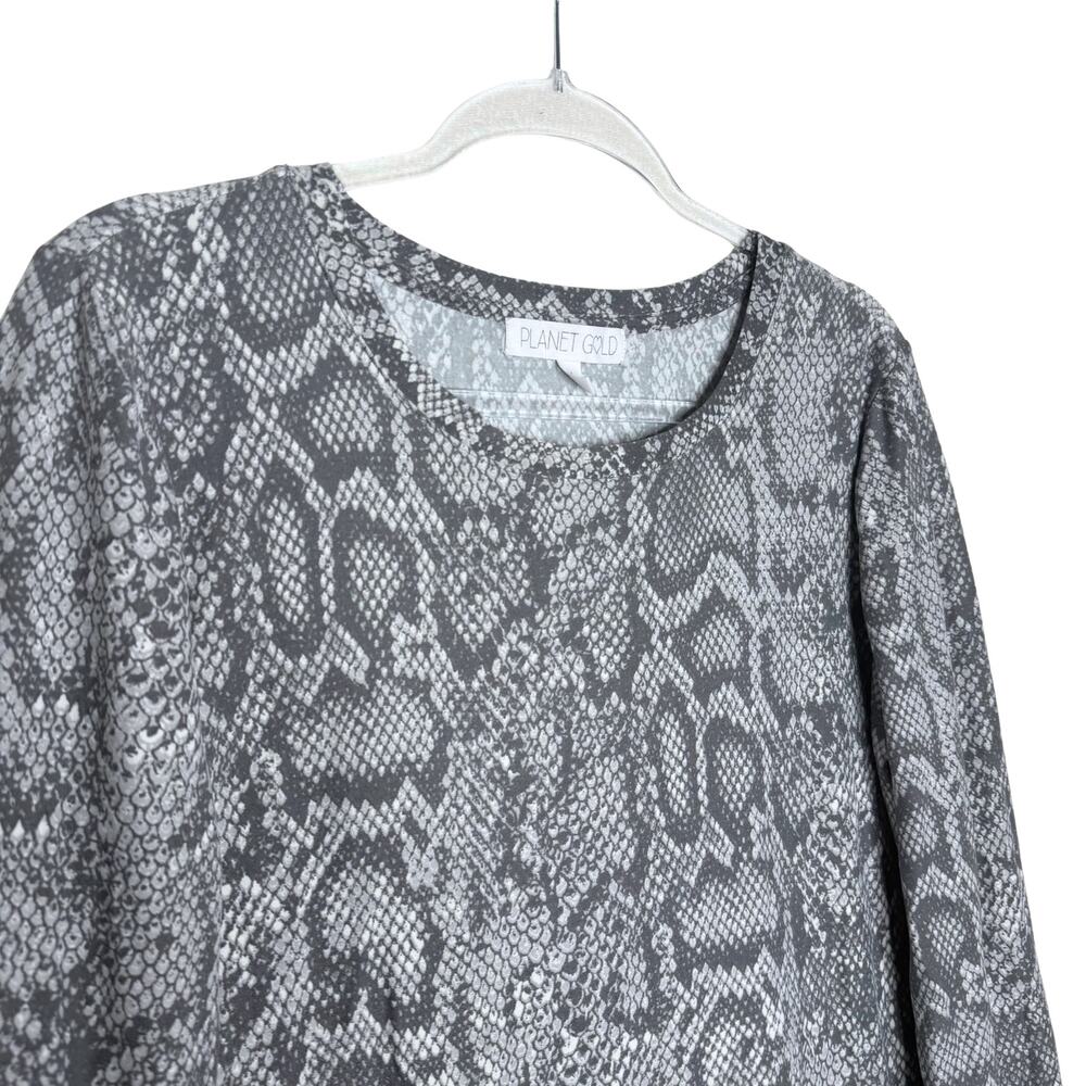 Planet Gold Snakeskin Long Sleeve Top Size Large Y2K Edgy Clubwear Animal Print - Picture 2 of 8